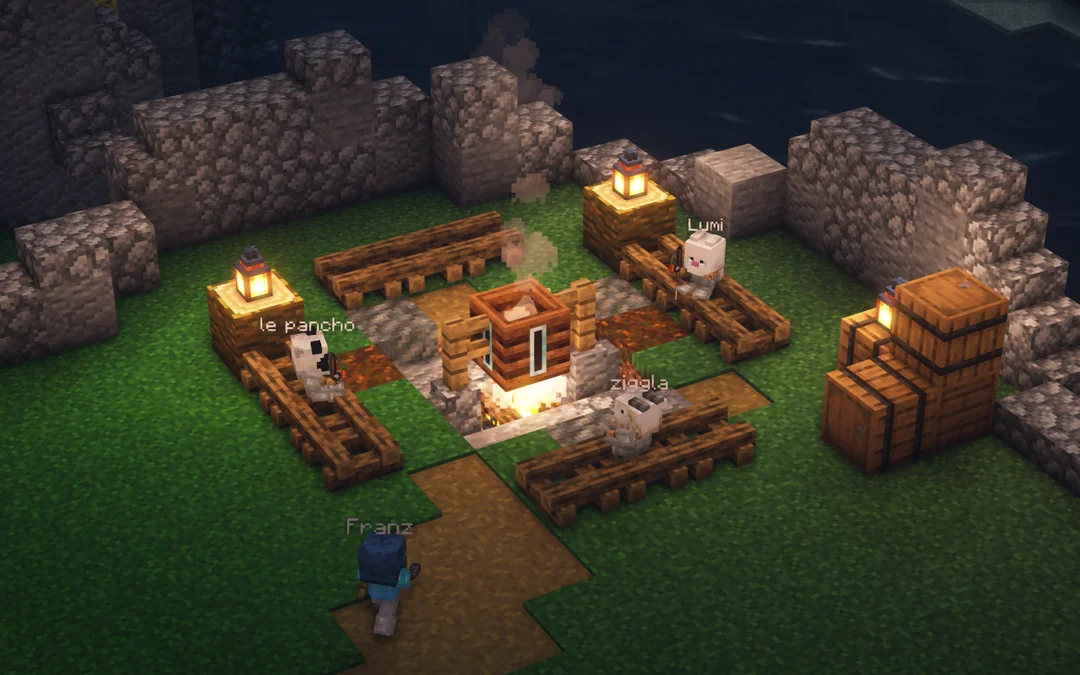 Players sitting on a cozy porch