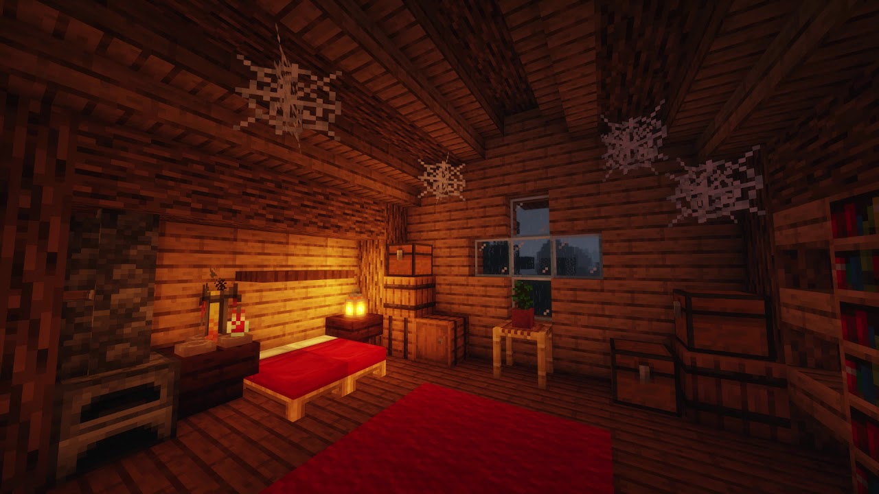 Cozy bed with a fireplace